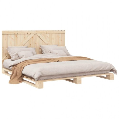 Sengeramme med sengegavl 180x200 cm massivt fyrretræ