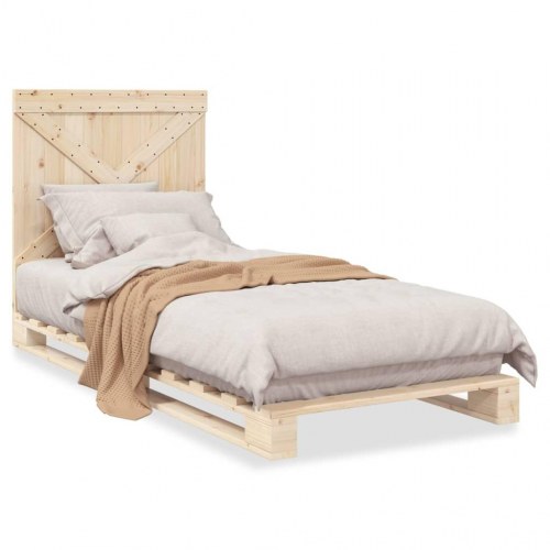 Sengeramme med sengegavl 90x200 cm massivt fyrretræ