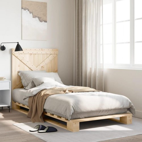 Sengeramme med sengegavl 90x200 cm massivt fyrretræ