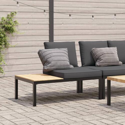 Havebænk med hynder aluminium sort