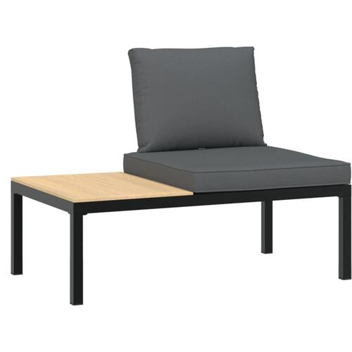 Havebænk med hynder aluminium sort