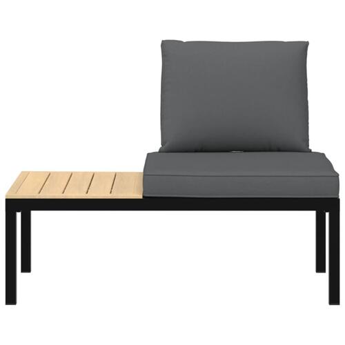 Havebænk med hynder aluminium sort