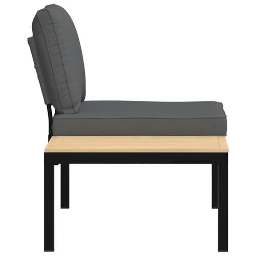 Havebænk med hynder aluminium sort