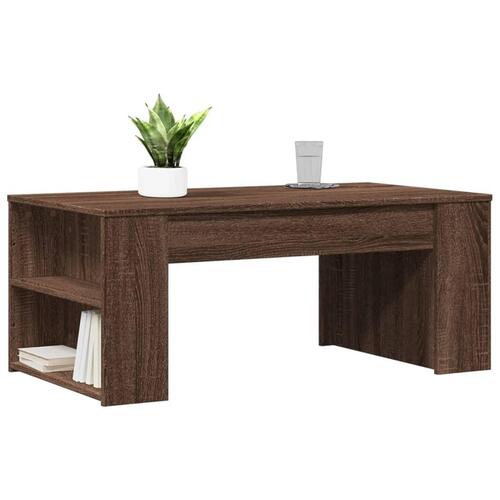 Sofabord 102x55x42 cm konstrueret træ brun egetræsfarve