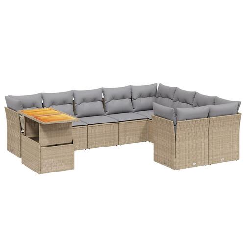 Sofasæt til haven 10 dele med hynder polyrattan beige