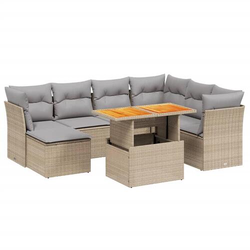 Sofasæt til haven 8 dele med hynder polyrattan beige