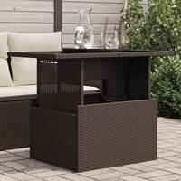 Havebord med glastop 100x55x73 cm polyrattan brun