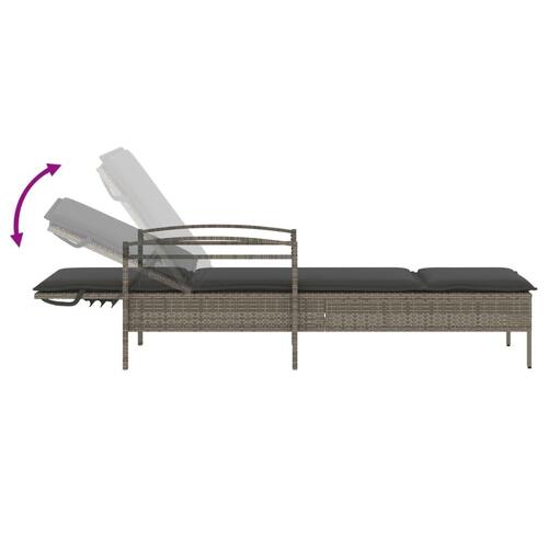 Liggestol med hynde 63x200x81 cm polyrattan grå