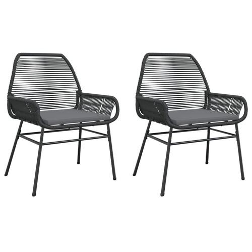 Havestole 2 stk. med hynder polyrattan sort