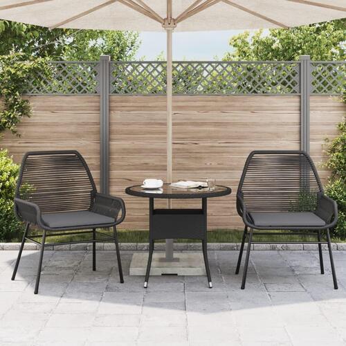 Havestole 2 stk. med hynder polyrattan sort