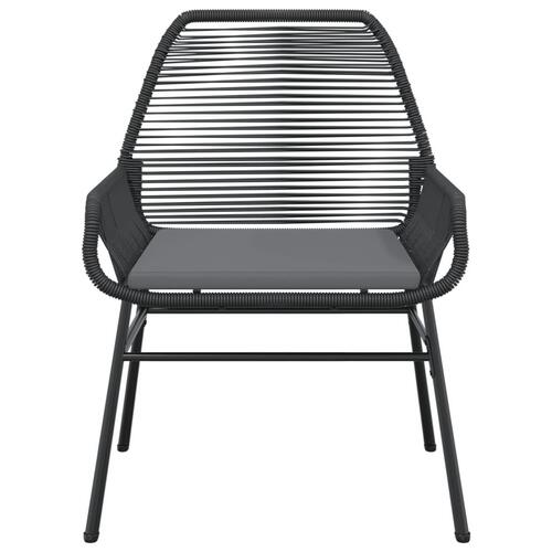 Havestole 2 stk. med hynder polyrattan sort