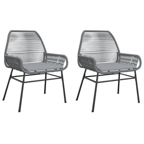 Havestole 2 stk. med hynder polyrattan grå