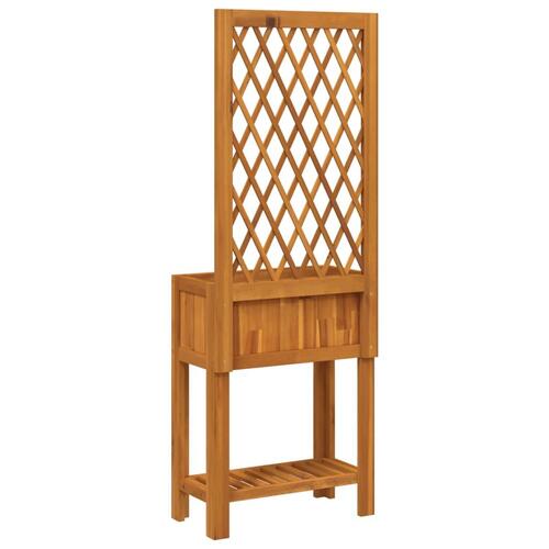 Plantekasse med espalier og hylde 55x29,5x152 cm massivt akacie