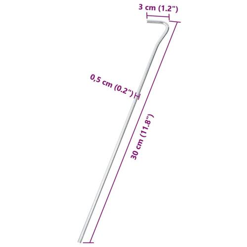 Teltpløkker 25 stk. 30 cm Ø5 mm galvaniseret stål