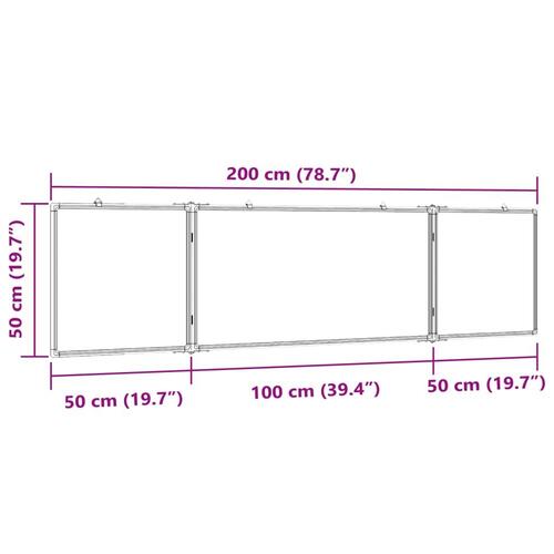 Magnetisk whiteboard 200x50x1,7 cm foldbart aluminium