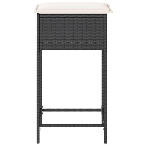 Barstole til haven med hynder 2 stk. polyrattan sort