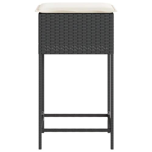 Barstole til haven med hynder 2 stk. polyrattan sort