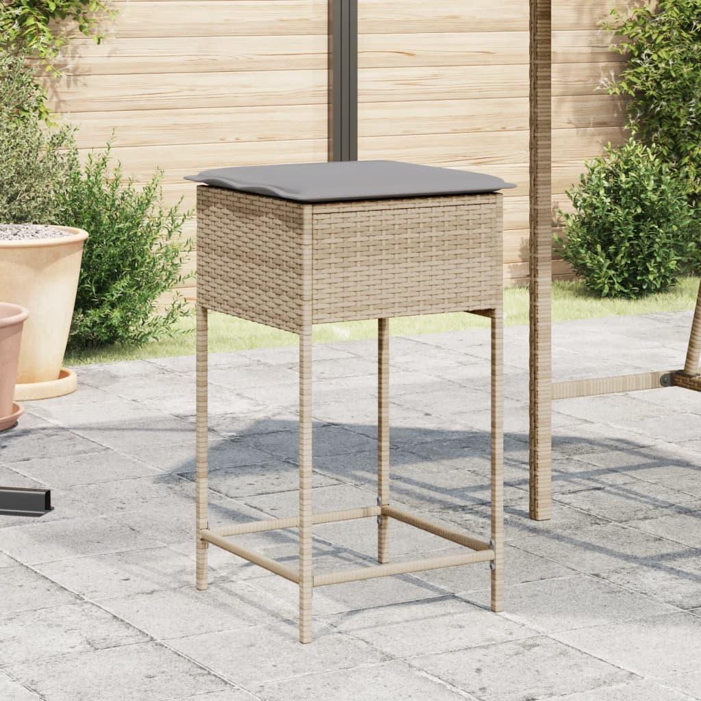 Udendørs barstole med hynder 2 stk. polyrattan beige