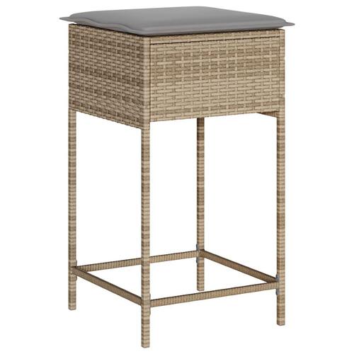 Udendørs barstole med hynder 2 stk. polyrattan beige