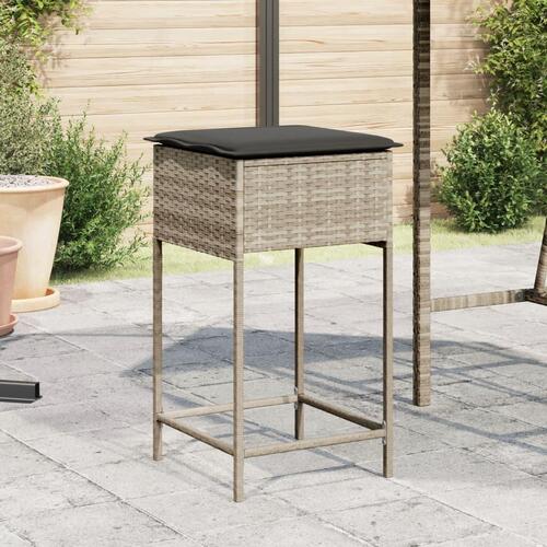 Barstole til haven med hynder 2 stk. polyrattan lysegrå