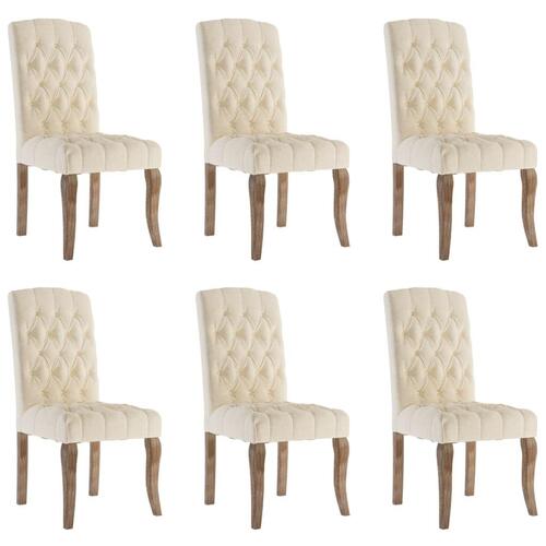 Spisebordsstole 6 stk. hør-look stof beige