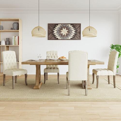 Spisebordsstole 4 stk. hør-look stof beige