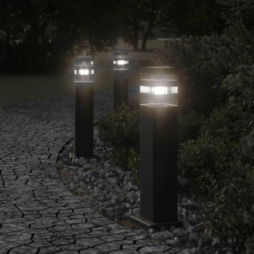 Udendørs standerlamper 3 stk. 50 cm aluminium sort