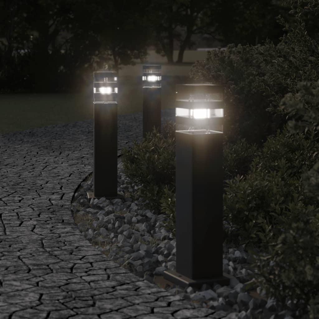 Udendørs standerlamper 3 stk. 50 cm aluminium sort