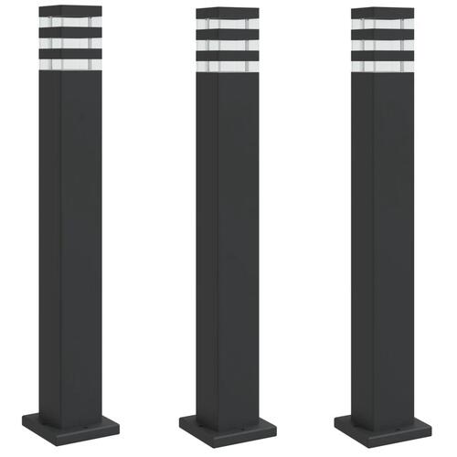 Udendørs standerlamper 3 stk. 80 cm aluminium sort