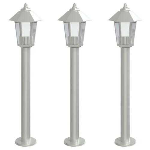 Udendørs standerlamper 3 stk. 80 cm rustfrit stål sølvfarvet