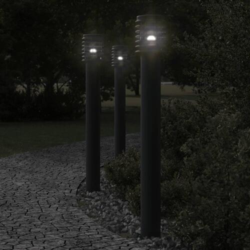 Udendørs standerlampe 110 cm rustfrit stål sort