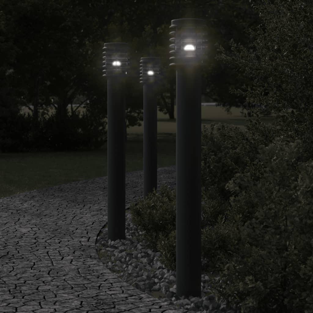 Udendørs standerlampe 110 cm rustfrit stål sort