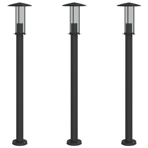 Udendørs standerlamper 3 stk. 100 cm rustfrit stål sort