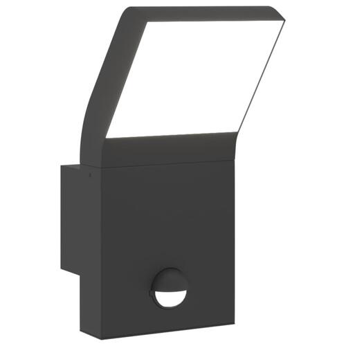 Udendørs LED-væglampe med sensor trykstøbt aluminium sort