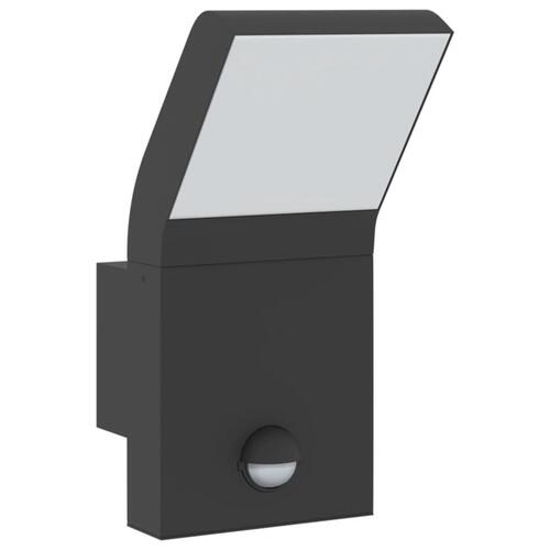 Udendørs LED-væglampe med sensor trykstøbt aluminium sort