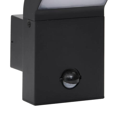Udendørs LED-væglampe med sensor trykstøbt aluminium sort