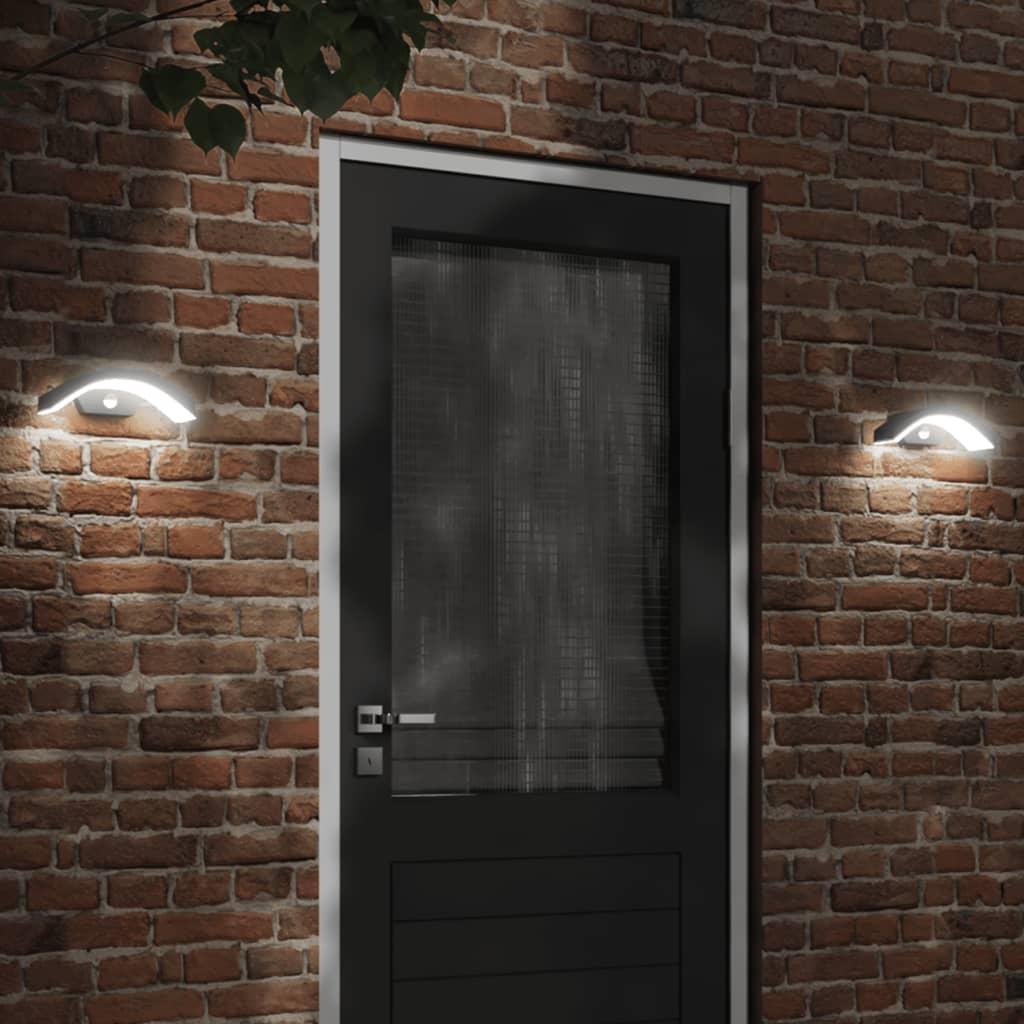 Udendørs LED-væglamper 2 stk. sensorer trykstøbt aluminium sort