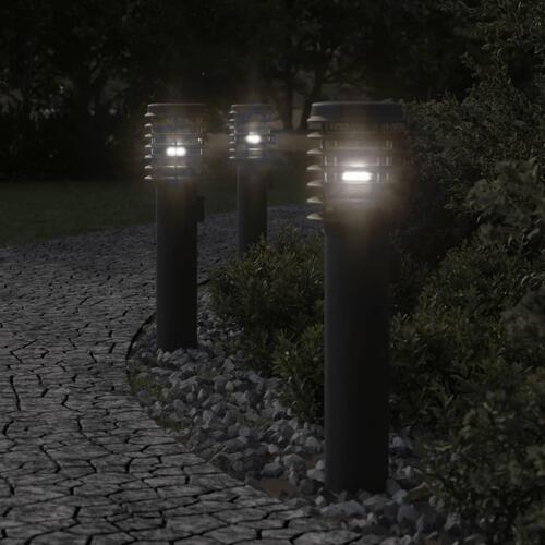 Udendørs standerlampe med stikkontakt 60 cm rustfrit stål sort