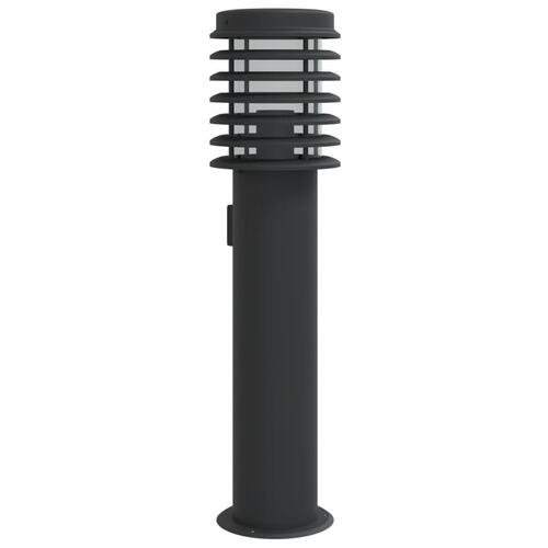 Udendørs standerlampe med stikkontakt 60 cm rustfrit stål sort