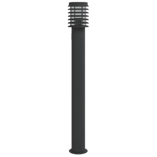 Udendørs standerlamper 3 stk. stikkontakt 110 cm rustfrit stål
