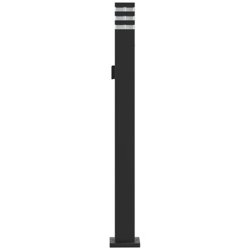 Udendørs standerlamper 3 stk. stikkontakt 110 cm aluminium sort