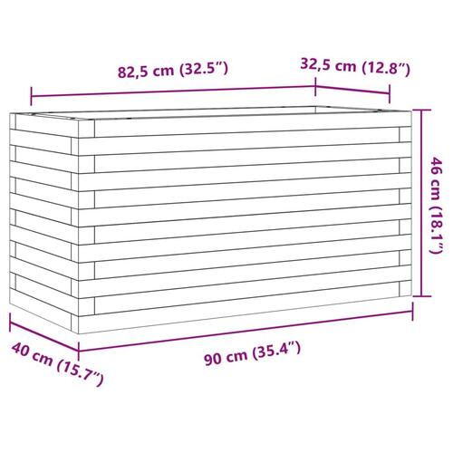 Plantekasse 90x40x46 cm massivt fyrretræ hvid