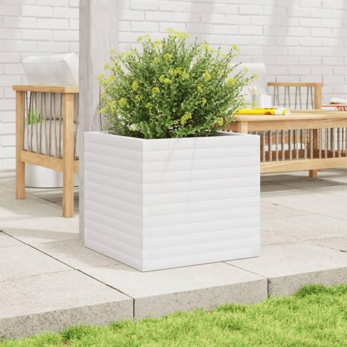 Plantekasse i massivt fyrretræ 50 x 50 x 46 cm - hvid