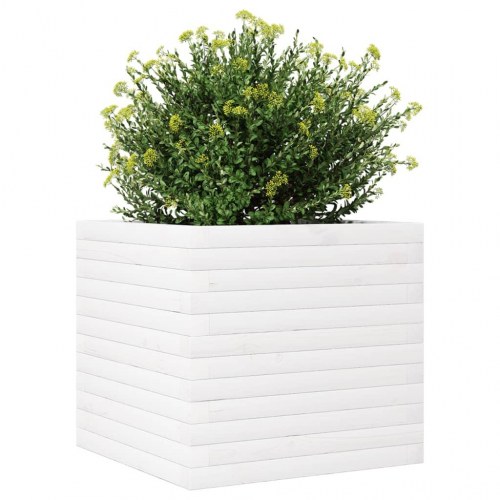 Plantekasse i massivt fyrretræ 50 x 50 x 46 cm - hvid