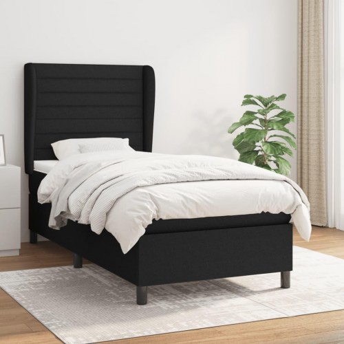 Kontinentalseng med madras 80×200 cm - stof, sort