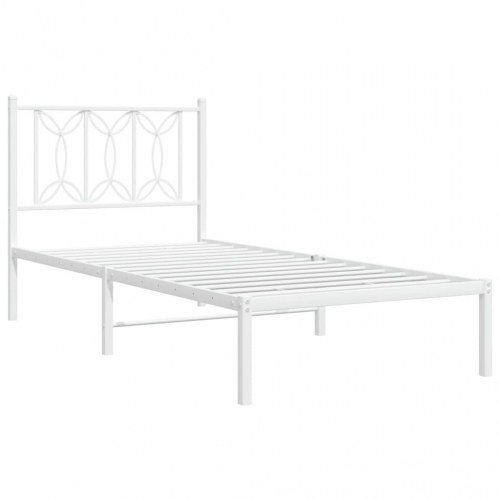Sengeramme uden madras med hovedgærde 75x190 cm hvid