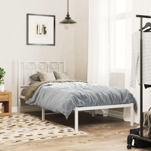 Sengeramme uden madras med hovedgærde 75x190 cm hvid