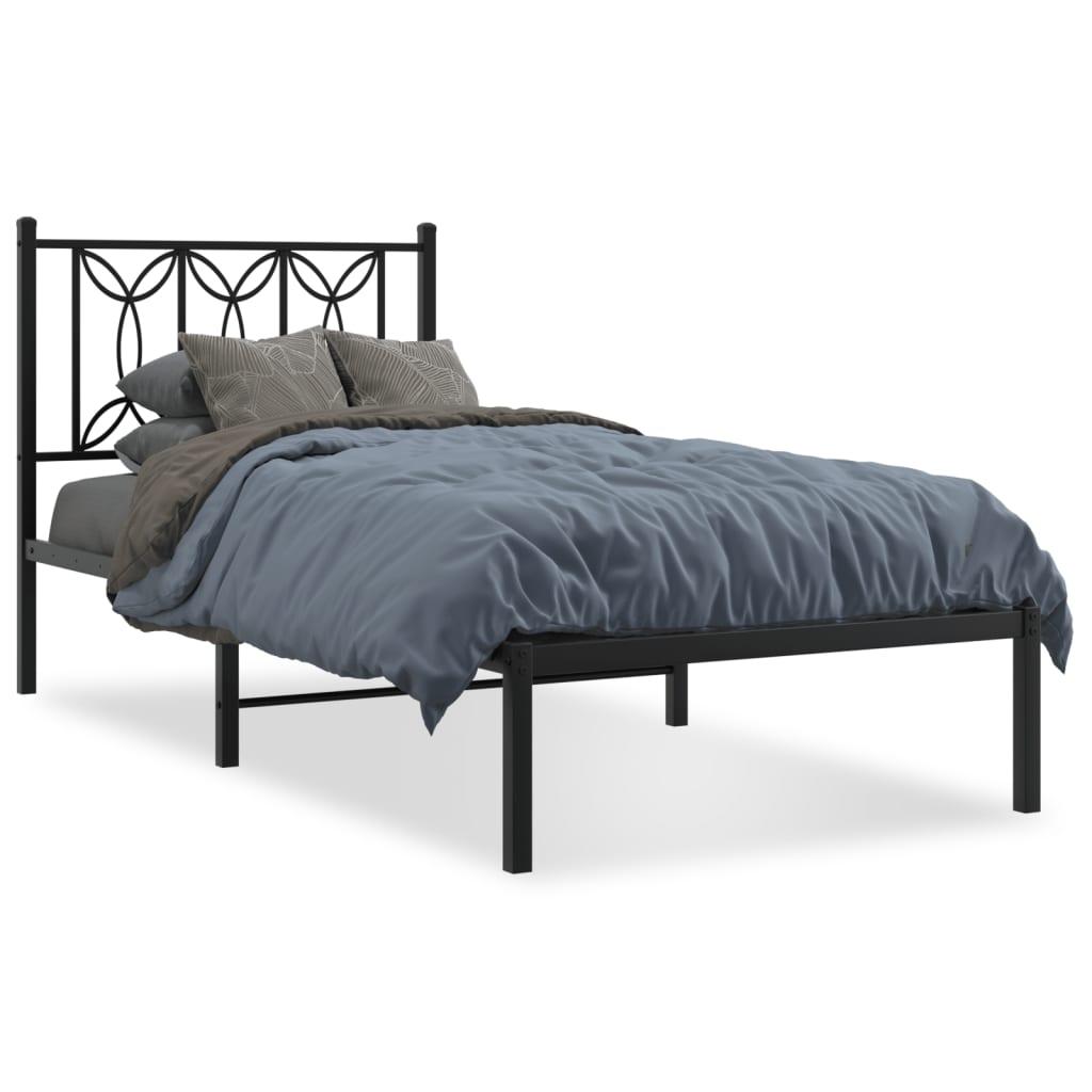 Sengeramme med sengegavl 80x200 cm metal sort billede