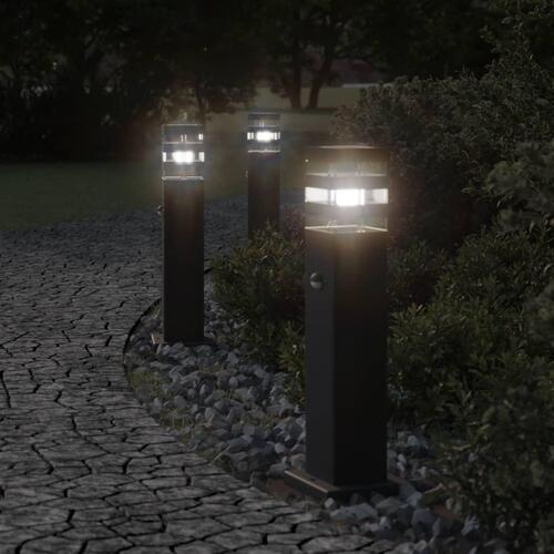 Udendørs standerlampe med sensor 50 cm aluminium sort