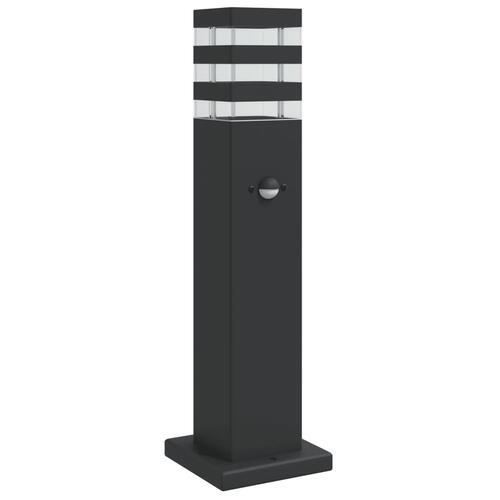 Udendørs standerlampe med sensor 50 cm aluminium sort